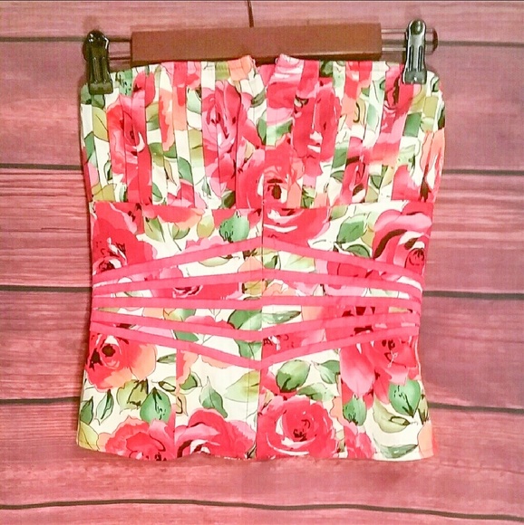 New Summer Strapless / Halter Pink Flower Corset - Picture 3 of 3